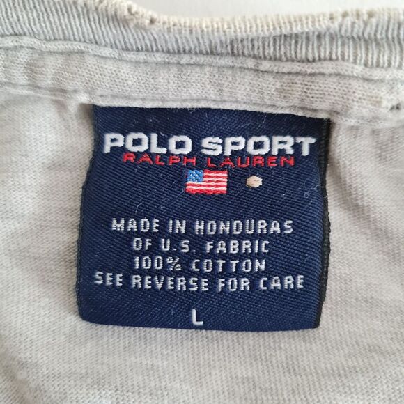 Vintage Polo Sport Ralph Lauren Shirt Mens Large Gray Logo Spellout Long Sleeve - Picture 16 of 16